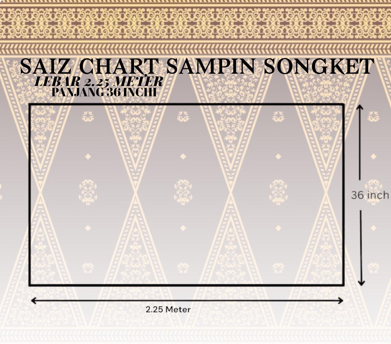 SAMPIN SONGKET TENUN 3D CLASIC BLACK GOLD 2.25 METER